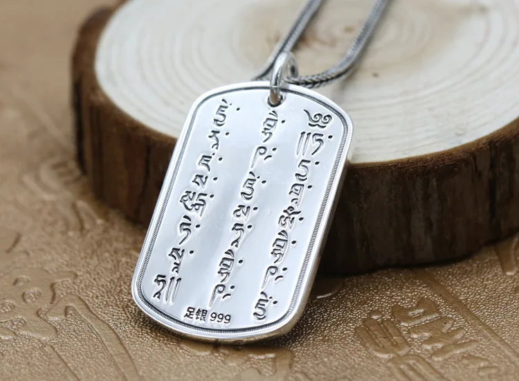 999 стерлингового серебра Ом Мани Падме Хум молиться амулет кулон Ювелирное