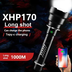 2021 new upgrade xhp170 led flashlight torch high power most powerful tactical flashlight 18650 xhp70 2 rechargeable flash light free global shipping