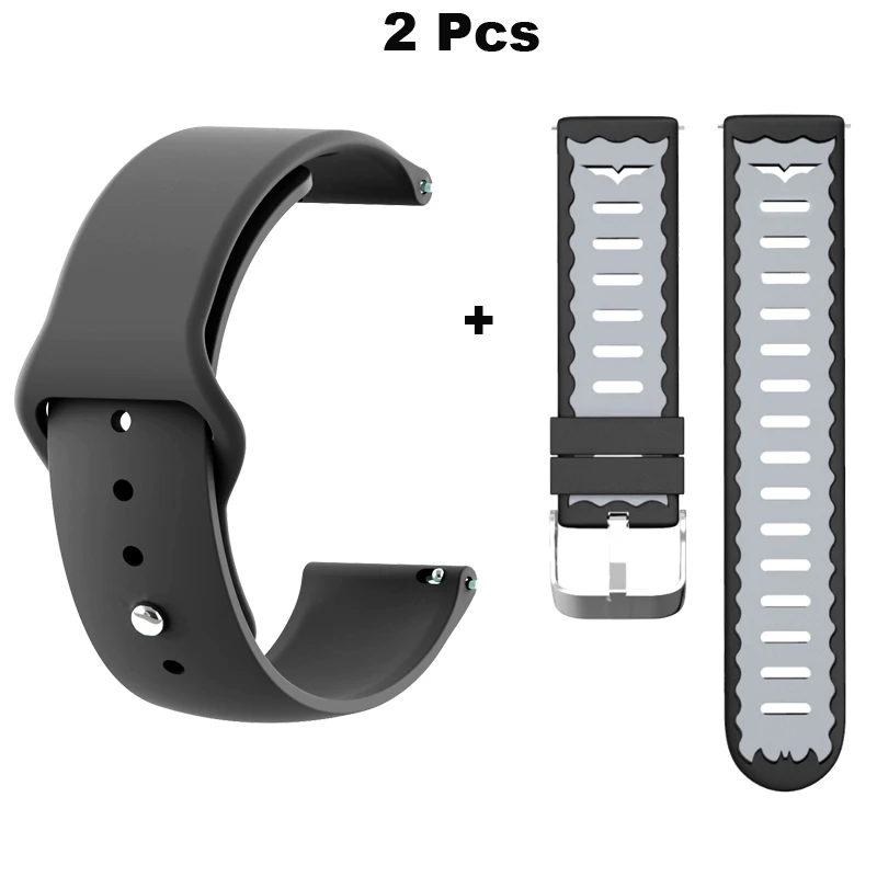 Браслет 22 мм для Xiaomi Huami Amazfit GTR 47 мм Pace Stratos 2 ремешок для часов samsung gear S3 Galaxy 46 мм ремешок для часов Correa - Цвет: Black-Black Grey