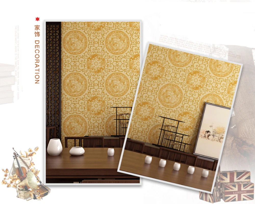 ПВХ обои Q QIHANG в классическом стиле для гостиной ресторана 0 53 М * 10 м = м2 |