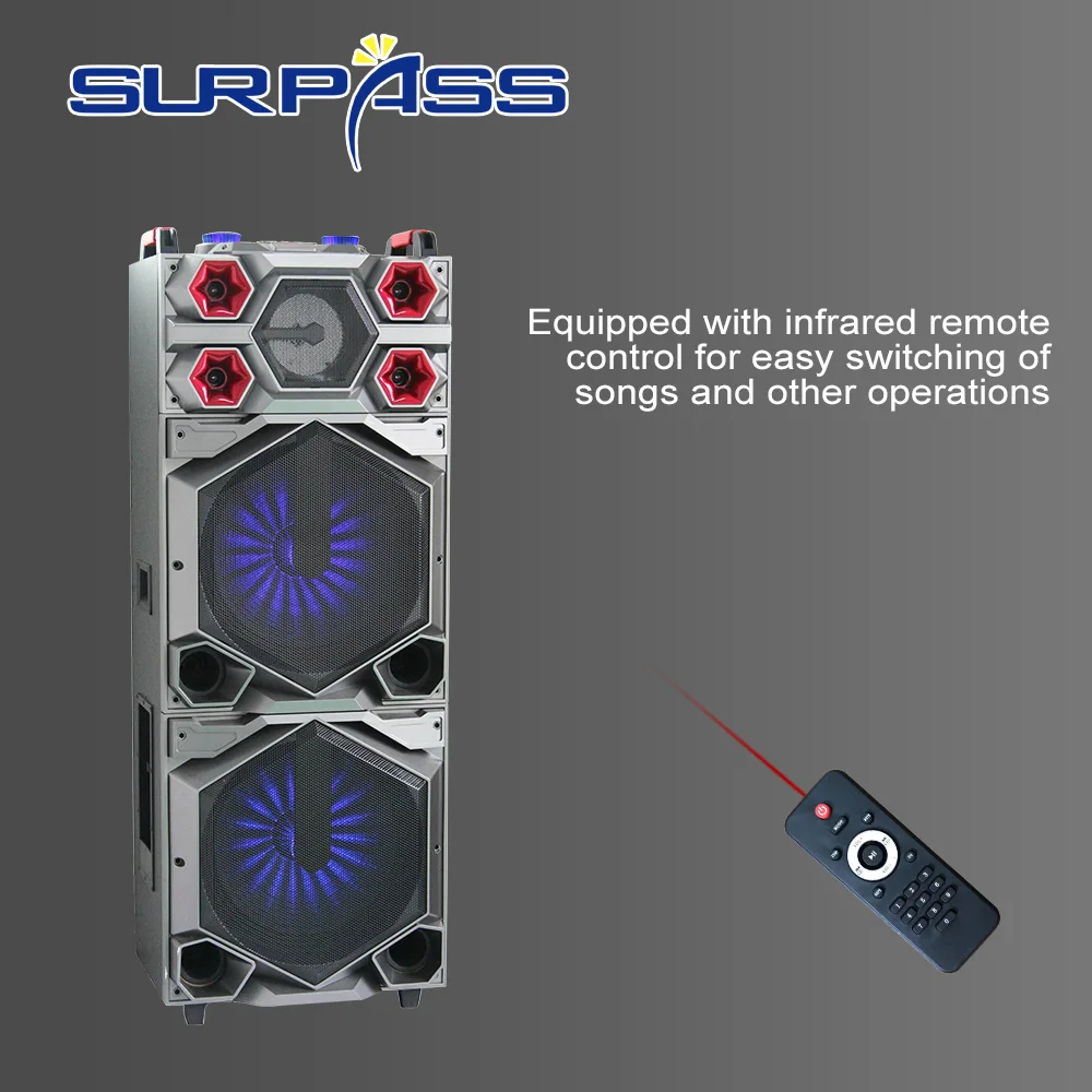 Большая мощность Bluetooth динамик двойной 15 дюймов стерео сабвуфер тяжелый бас s