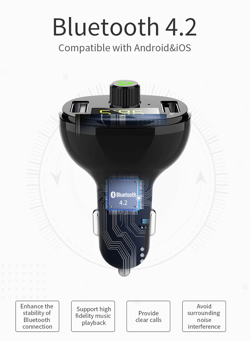 Автомобильный MP3-плеер FM Bluetooth передатчик модулятор автомобильное зарядное устройство двойной USB mp3 автомобильный передатчик FM AUX модулятор аудио плеер
