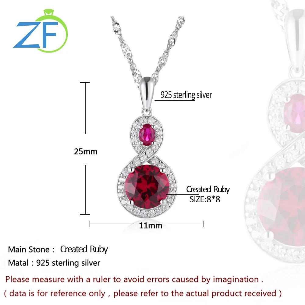 

GZ ZONGFA High Quality 925 Sterling Silver Red Gemstone Digital Elegant Jewelry Wedding Women Classic Necklace