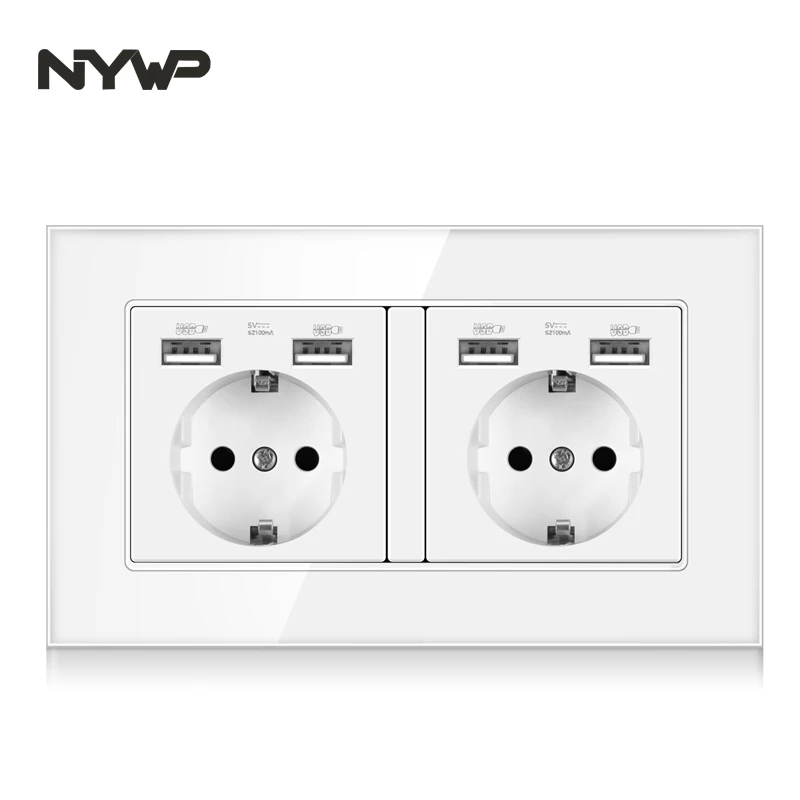 Настенная стеклянная панель NYWP 16 А розетка питания многоштепсельная вилка