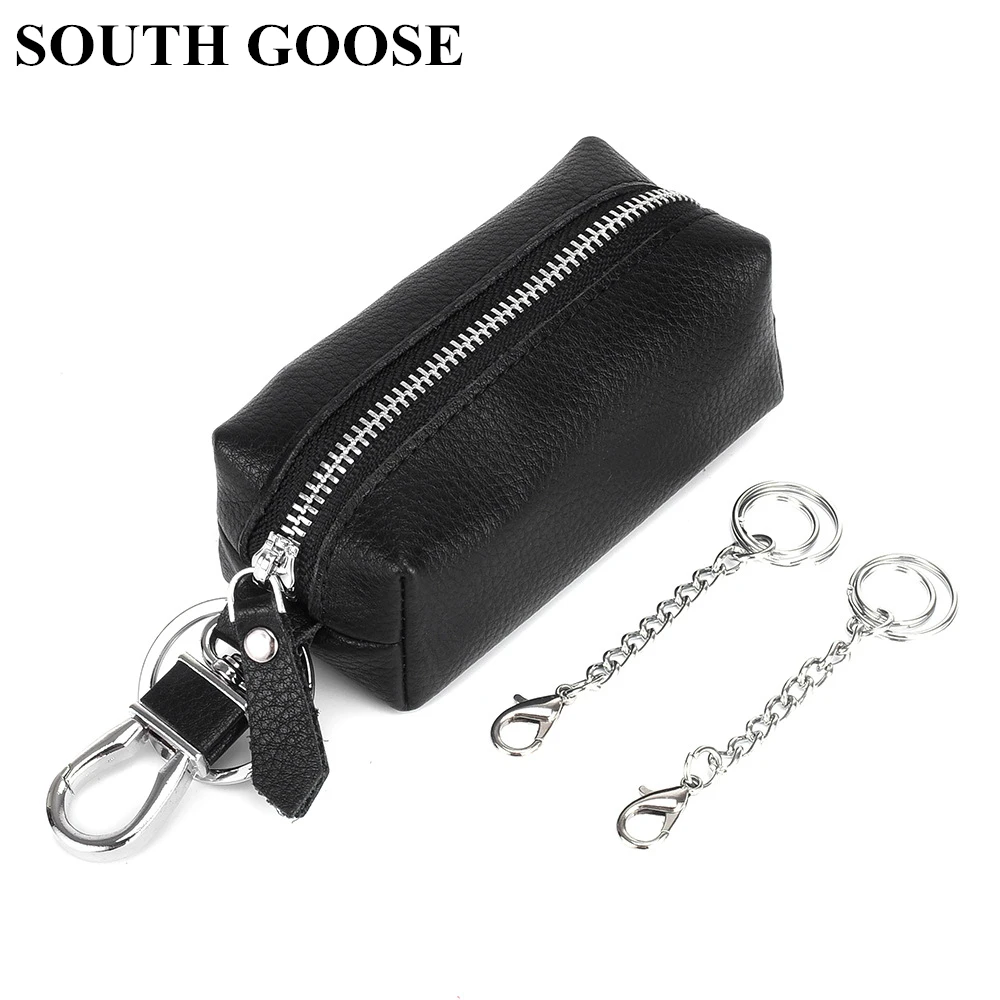 

SOUTH GOOSE Genuine Leather Key Wallet Men Car Key Holder Business Zipper Keys Case Lady Housekeeper Keys Organizer Coin Wallet