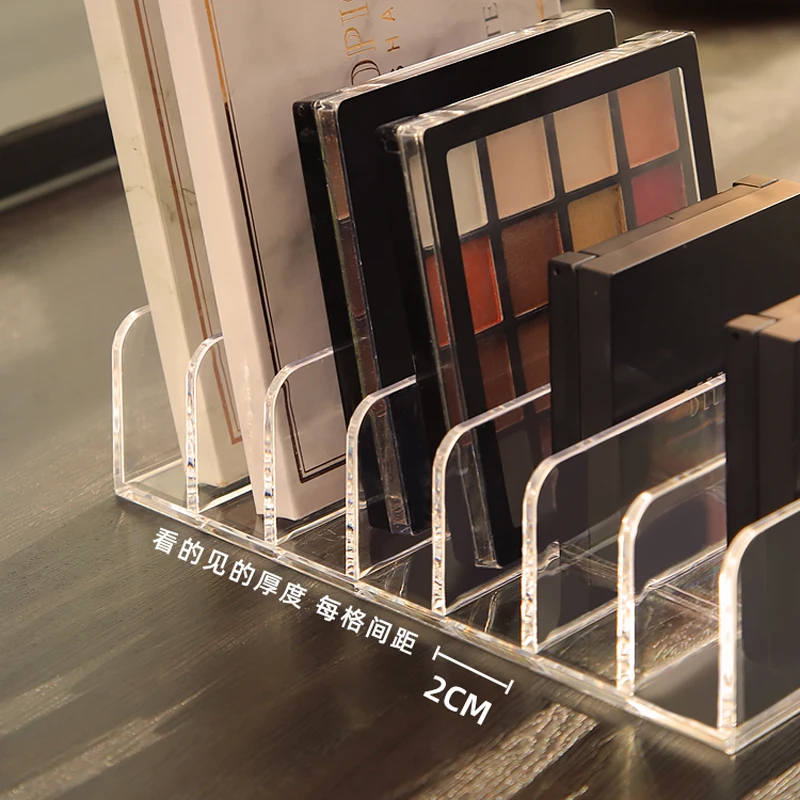 

Eyeshadow Palette Organizer Powder Cake Storage Box Makeup Tools Holder Compartment Transparent Plastic Desktop Storage