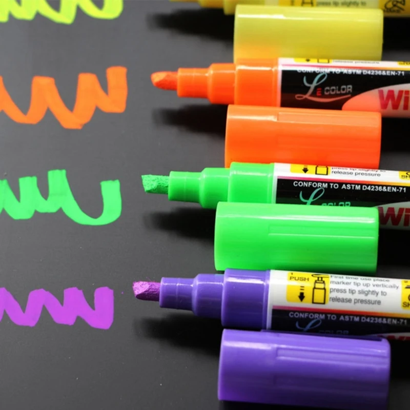 

8 Pcs/Set Dual-side Writing Highlighter Fluorescent LED Liquid Chalk Marker Pens for School Art Painting 8 Colors