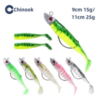 chinook soft bait jig lead head soft silicone lure wobbler single hook fish artificial bait fishing tackle