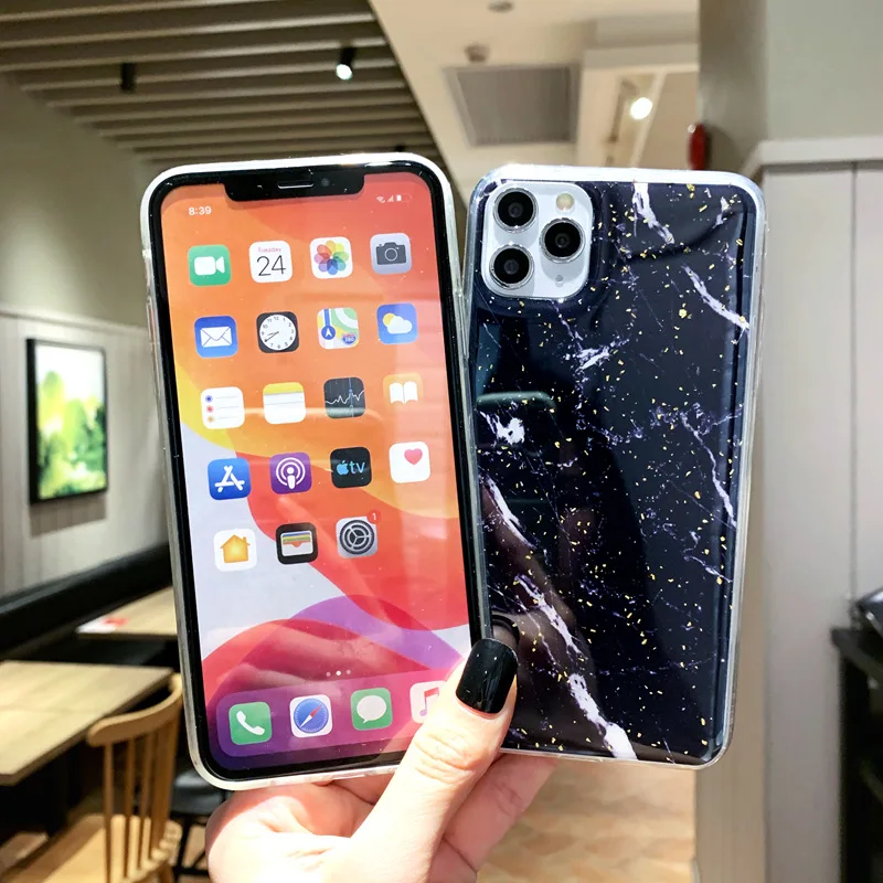 Блестящий чехол для телефона с золотой фольгой и мрамором для iPhone 11, 6, 6 S, 7, 8 Plus, X, XR, XS Max, мягкий чехол из ТПУ для iPhone 11 Pro, Max, блестящая задняя крышка
