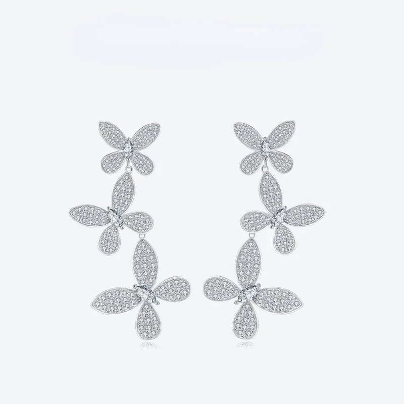 

Женские серьги-подвески из серебра 925 пробы, с бабочками
