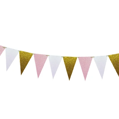 3 м 15 флагов Розовый Золотой баннер флаги на день рождения искусственные вымпелы