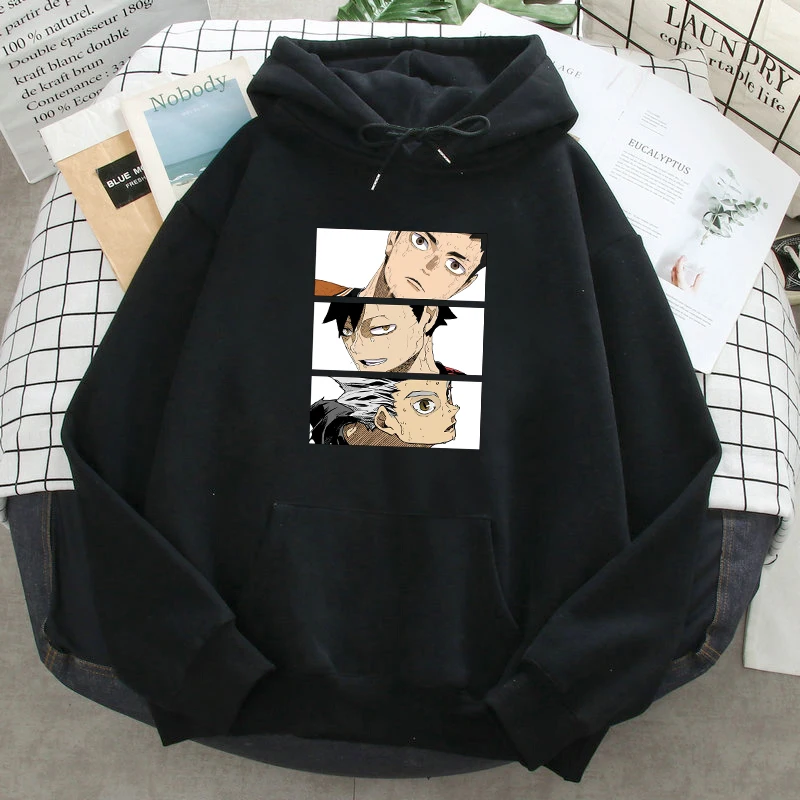 

Anime Haikyuu Print Hoodies Man Casual Loose Sweatshirts Hooded 2021 Fashion New Pullover Autumn Fleece Long Sleeve Pocket Hoody