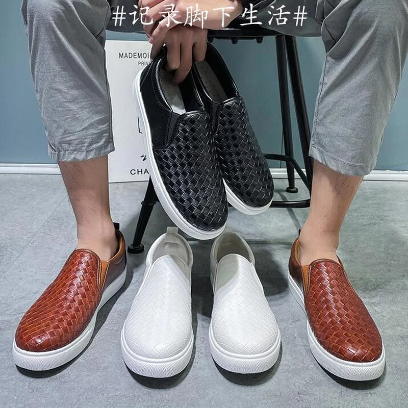 

New Men Shoes Spring Summer Casual PU Leather Flat Shoes Slip-On Low Top White Male Sneakers Tenis Masculino Adulto Shoes