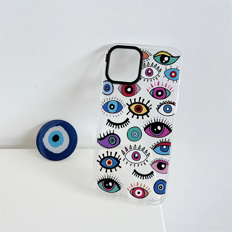 

Новинка 2022, INS, Забавный мультяшный чехол-подставка с милыми глазами для iPhone 13, 12, 11 Pro, XS Max, 7, 8 Plus, XSE2020, прозрачный мягкий чехол с подставкой