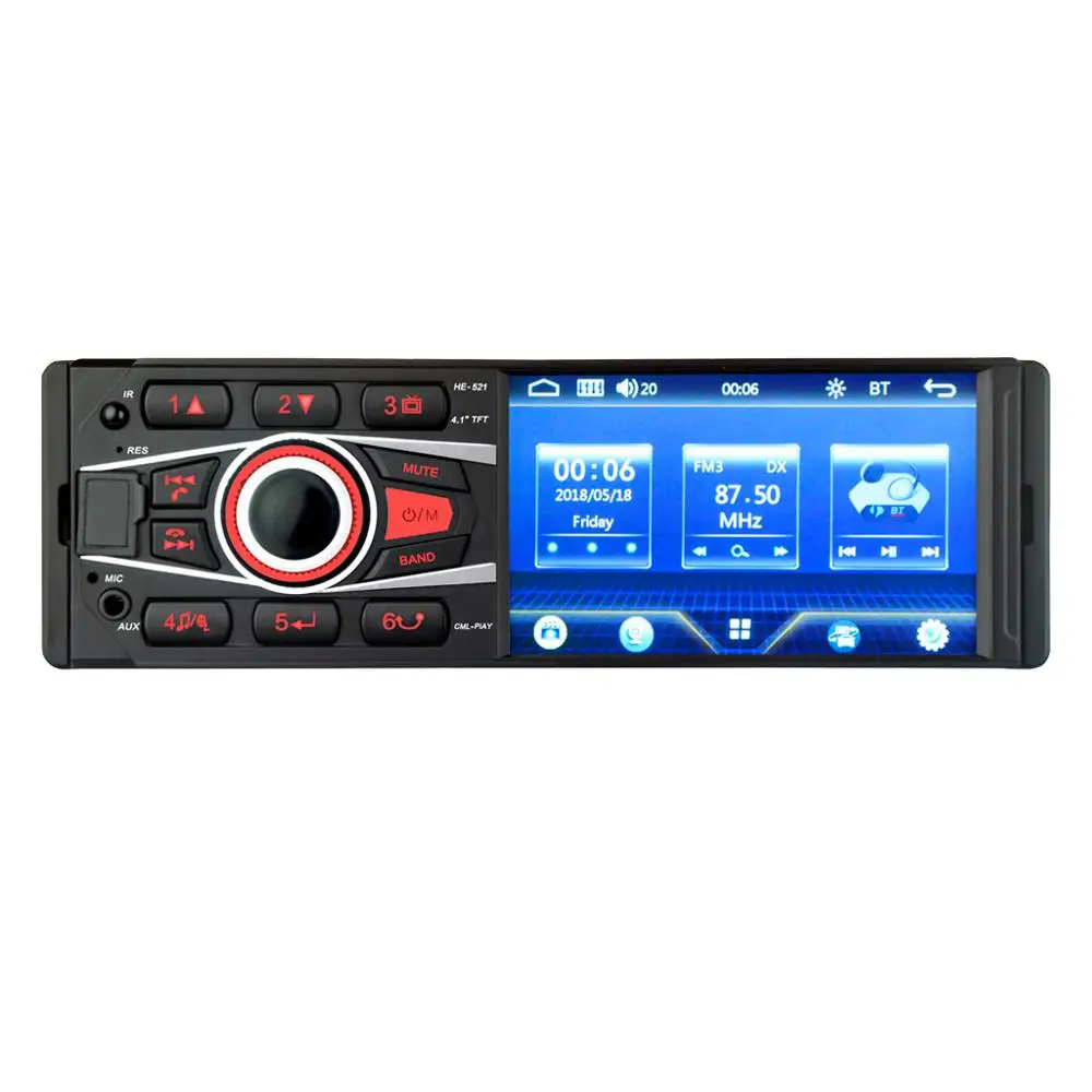 HE521 4 1 дюймов один DIN Bluetooth автомобильный FM AM радио стерео USB AUX Вход в головное