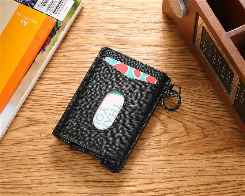 Bisi Goro RFID Блокировка кредитный держатель для карт Anit-theft кошелек карта для мужчин и женщин автоматический всплывающий Чехол для карт кожаный держатель для ID
