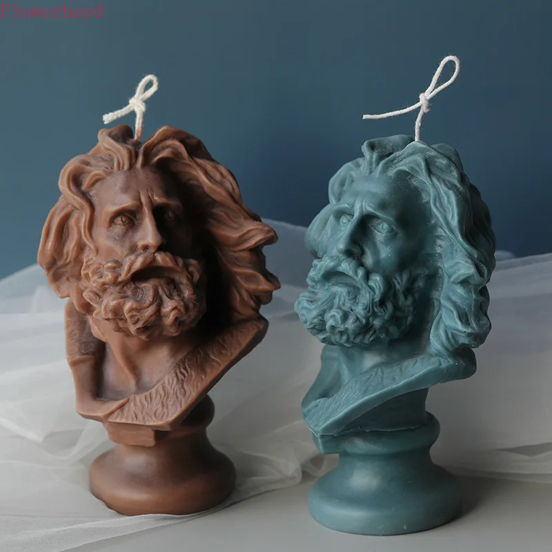 

Diy Candle Tools Marseille Head Candle Mold Home Decoration 3d Silicone Mold Model Room Aroma Plaster Mold Large Plaster Statue