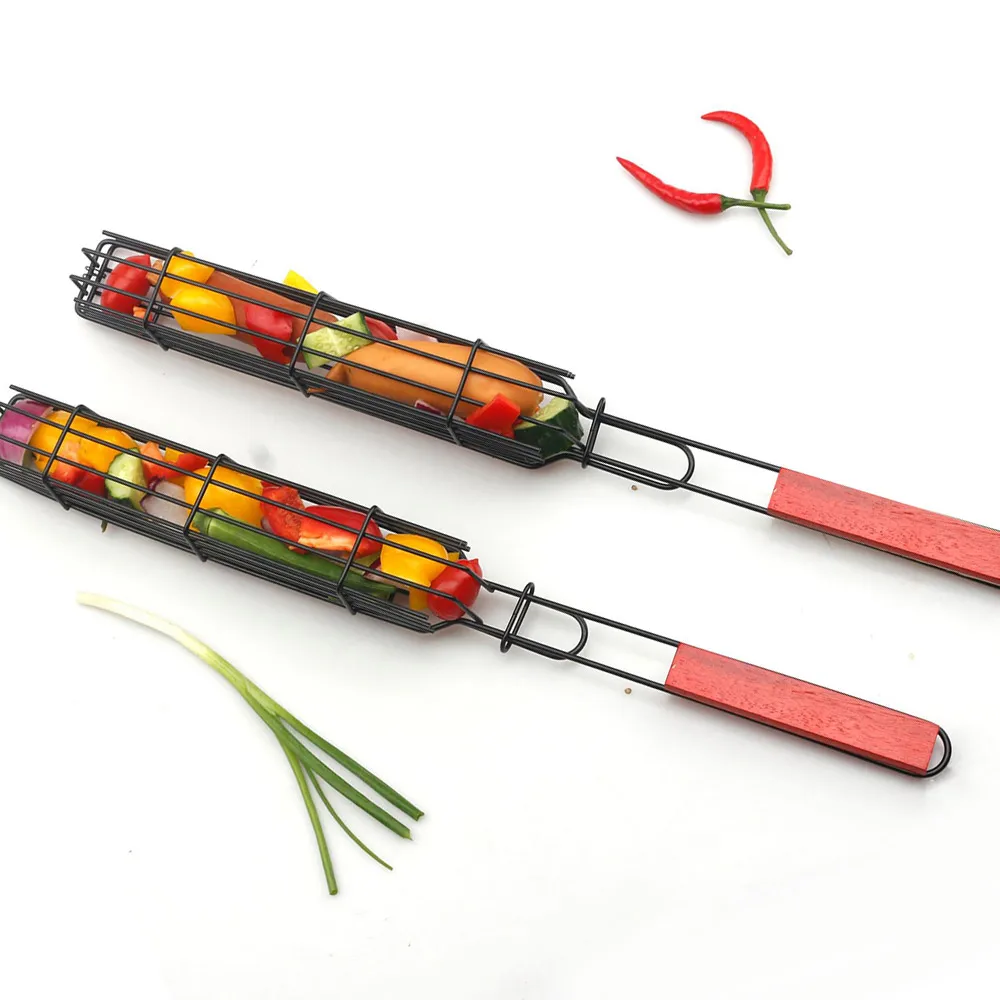 2 шт. корзина для барбекю в форме железного шампура практичная клетка сетчатый