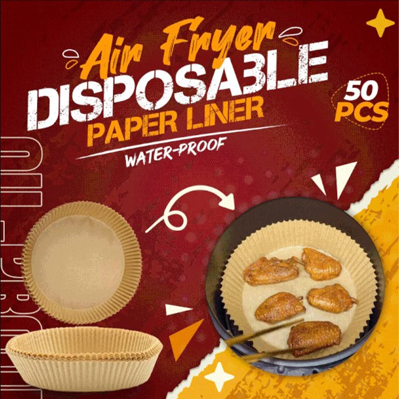

30/50/100pcs Air Fryer Disposable Paper Liner Non-Stick Mat Parchment Wood Pulp Oil Proof Paper Liner Kitchen Oven Baking Paper