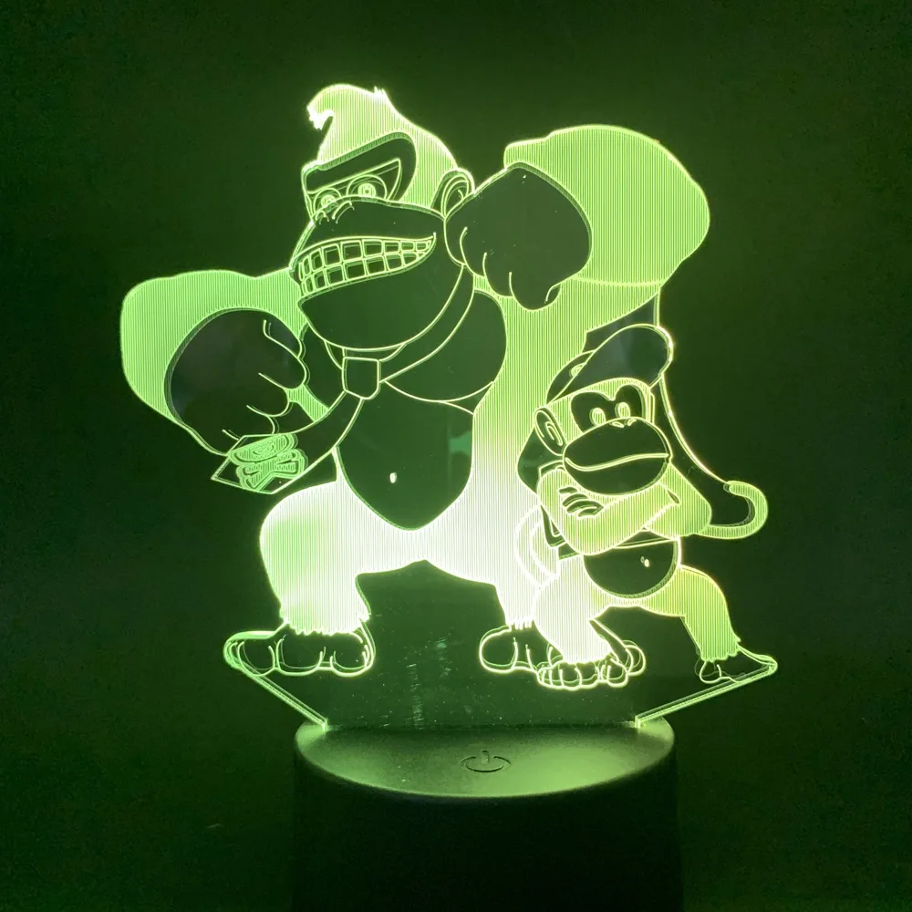 Светодиодный ночной Светильник Донки Конг 3D лампа сенсорный Сенсор спальный для