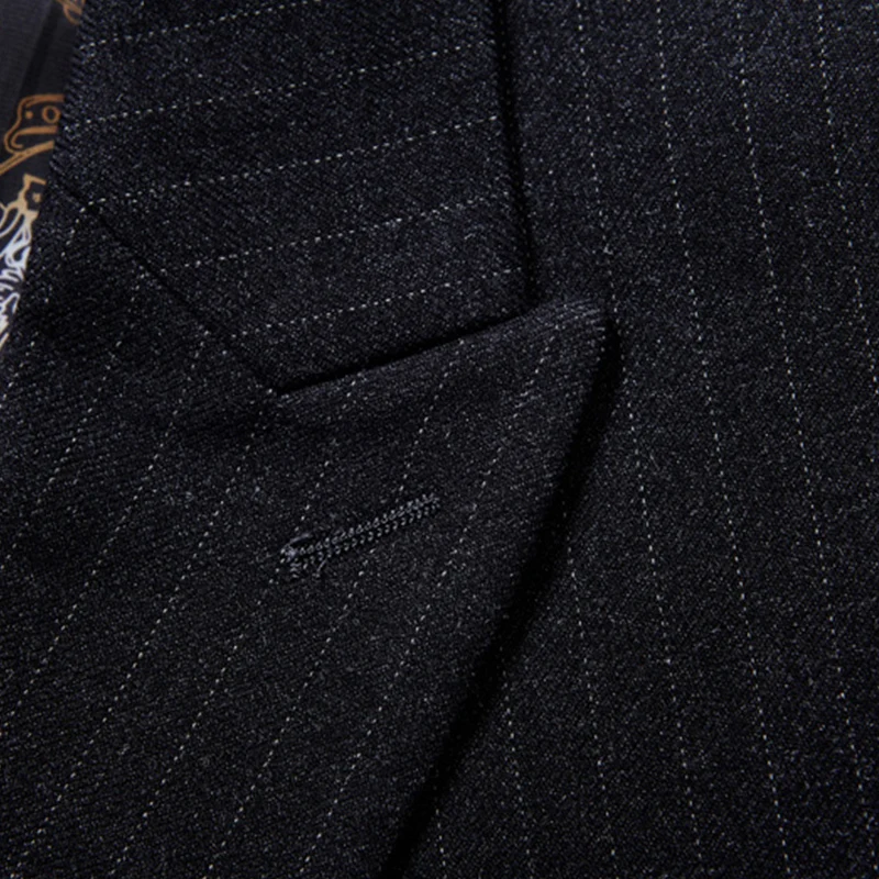 

(Blazer + pants + vest) luxury men's striped suit fashion boutique lattice groom wedding dress men tuxedo men banquet club dress