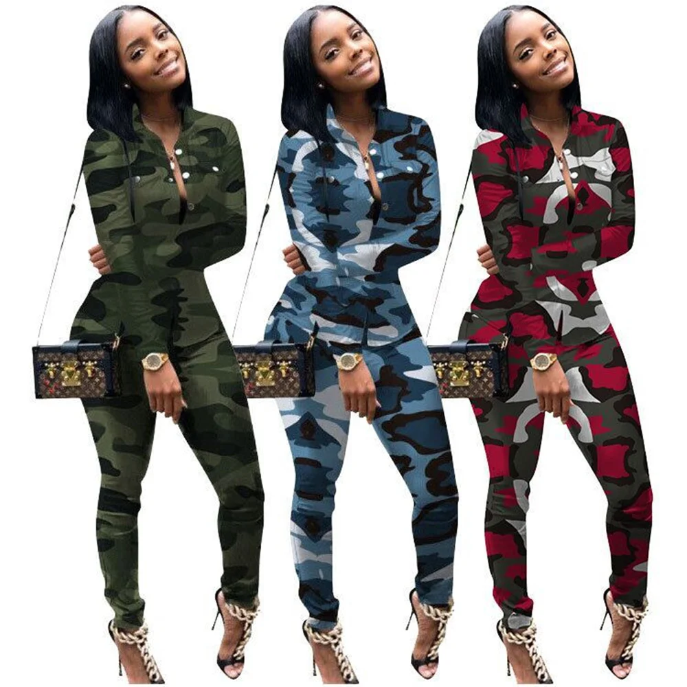 

Occident Spring And Autumn Jogging Bohemian Style Explosive Women's Sports Leisure Camouflage Colorful Two-Piece Set M6236