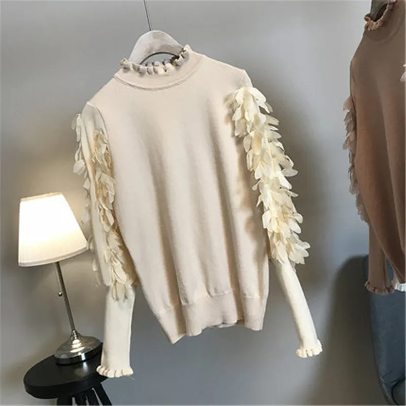 Свитер женский трикотажный с рукавами-фонариками на весну и осень | Женская