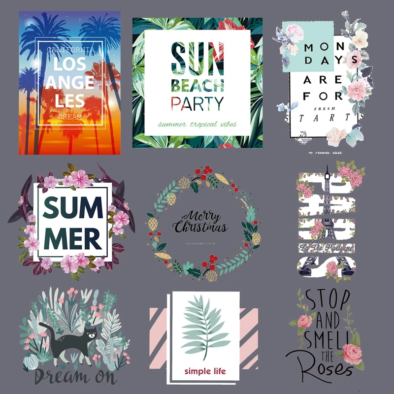 Наклейки для глажки цветов и растений с надписью термопресс наклейки детей