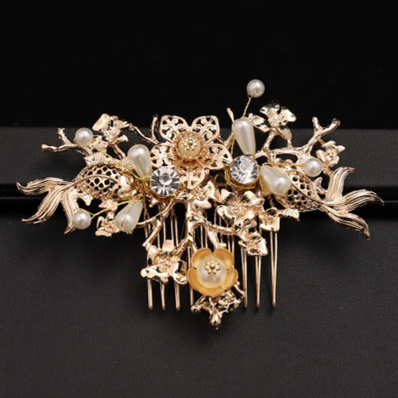 Заколка для волос в традиционном китайском стиле золотые гребни свадебные