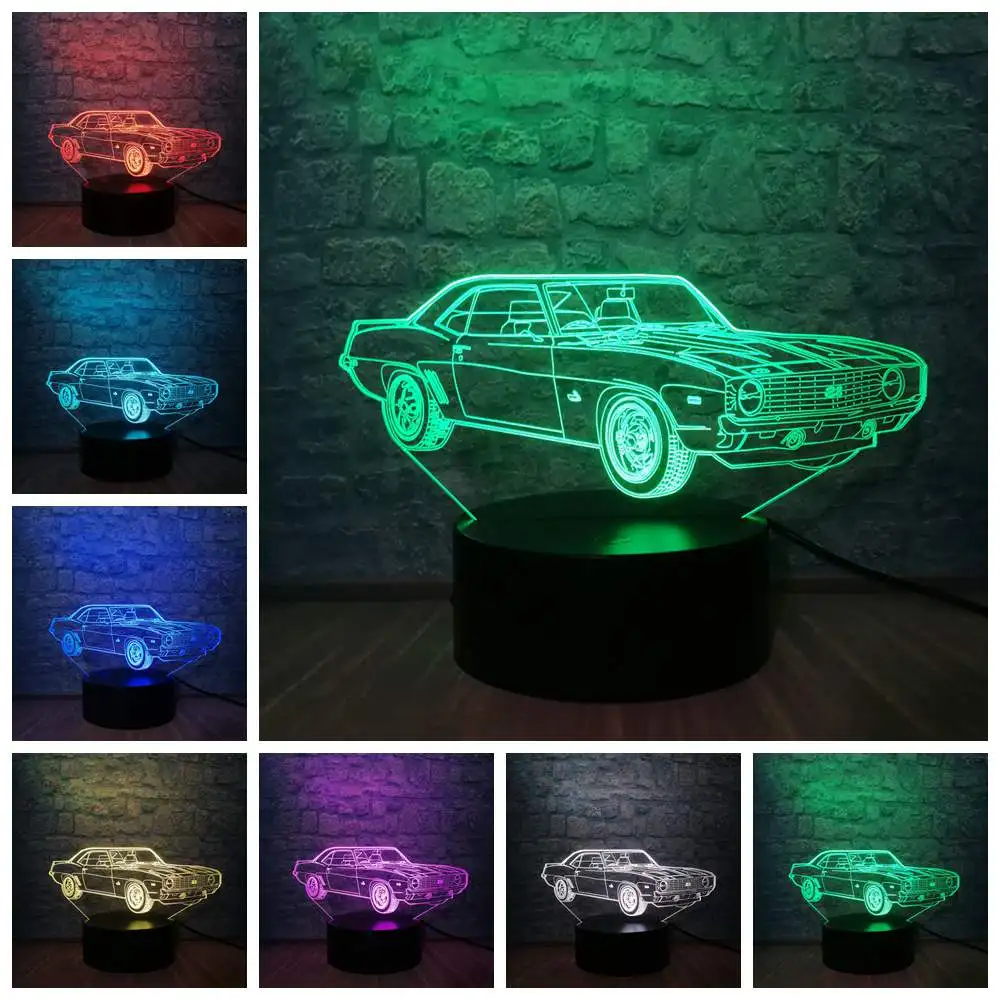 Автомобильный Современный 3D иллюзионный ночной Светильник USB LED Настольная лампа