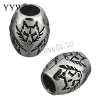 10pcs stainless steel hollow beads large hole 5mm metal slide charm bead blacken for diy bracelet jewelry making finding