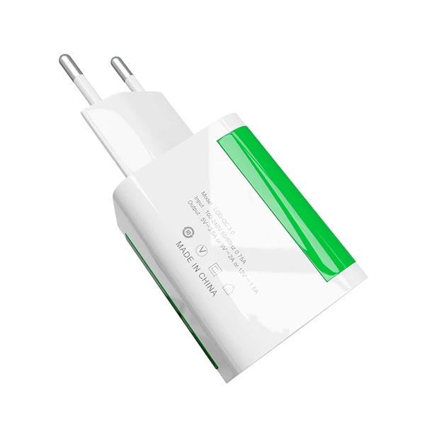 W03-Green USB-Зарядное устройство Dual 2 порта штепсельная вилка европейского стандарта, 5 В/2A дорожный настенный адаптер Светодиодный светильник USB ЗУ для мобильного телефона для Xiaomi huawei samsung LG iphone - Тип штекера: W03-Green