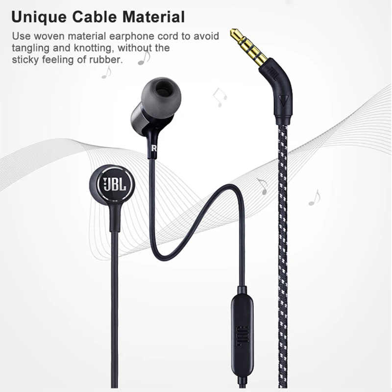 

JBL LIVE 100 In-Ear Earphones With Remote Stereo Wired Earbuds Sports Headphone Deep Bass Sound Music Headphones With Mic