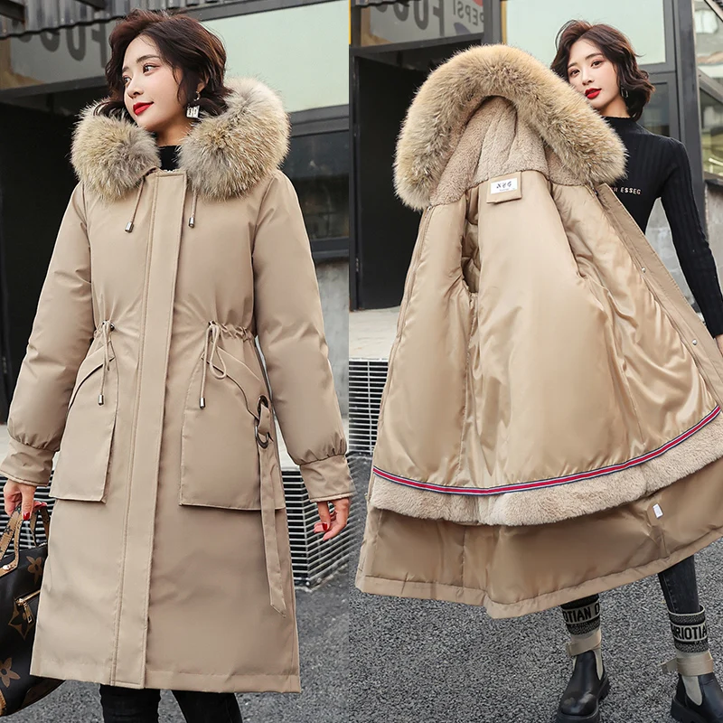 

Winter Women Jacket Thick Removable Lining Hooded Winter Coat Women Wadded Jacket Long Parkas Jaqueta Feminina