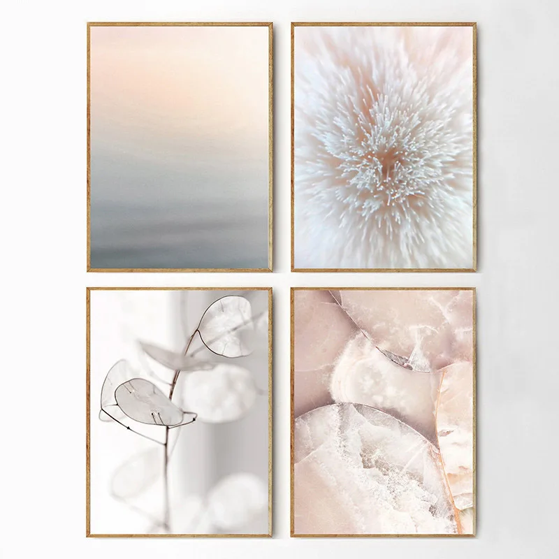 

Light Pink Flowers Canvas Painting Botanical Nature Scandinavian Posters Nordic Decoration Wall Pictures for Living Room
