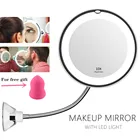 360 градусов вращение 10X увеличительное косметическое зеркало со мой гибкого зеркала складной косметическое зеркало с светодиодный светильник, инструменты для макияжа
