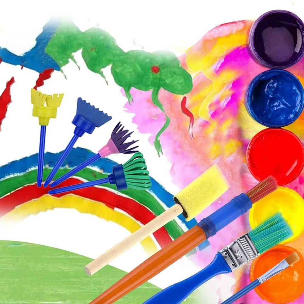 

30 Pack Kids Paint Sponges Sponge Painting Brushes Painting Kits Early Learning Foam Brushes Art Crafts Sponge Brush