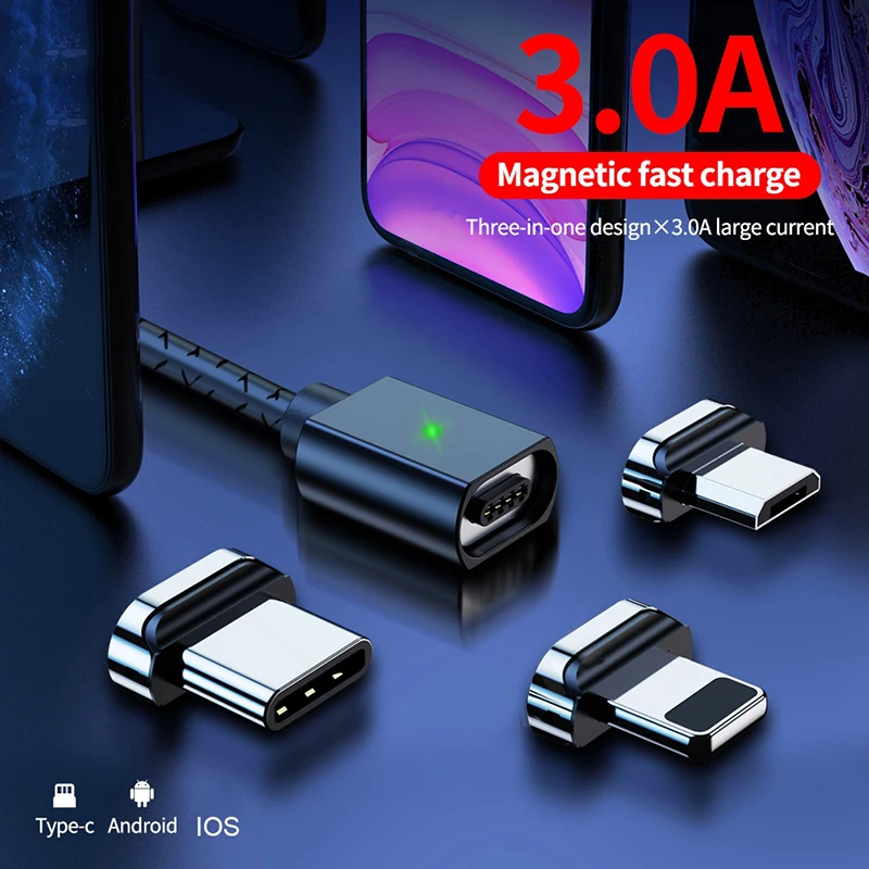 Магнитный кабель JUSFYU Micro usb Type C адаптер для быстрой зарядки телефона магнитное