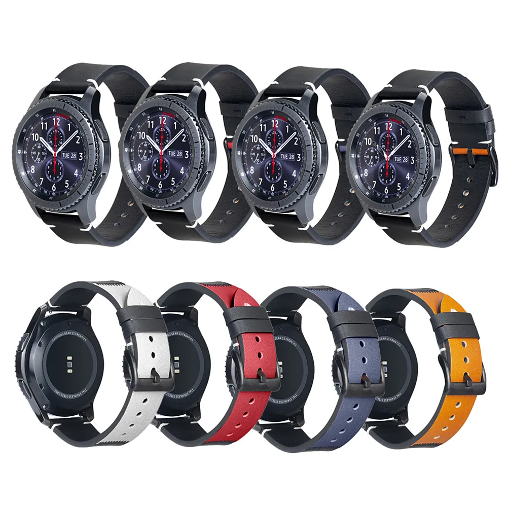 

Two-color Stitching Strap for Samsung Galaxy Watch 3 41mm/45mm/42/46mm Band 20MM/22MM Leather Bracelet for Garmin Vivoactive 3/4