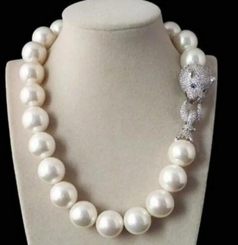 

Fashion jewelry Tremendous Big Sweater chain Beautiful Huge 14mm Genuine White blue South Sea Shell Pearl necklace