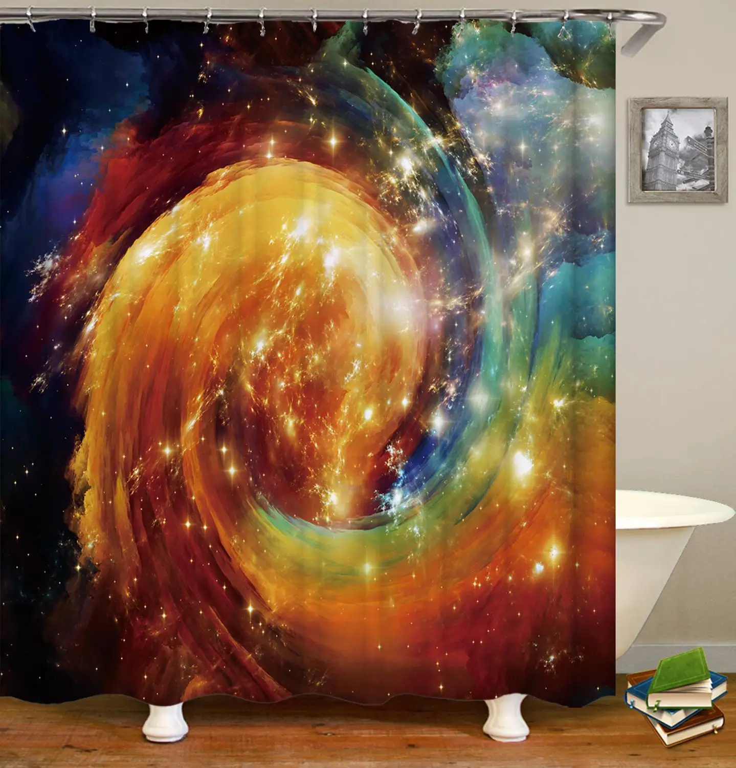 

Colorful Galaxy 3d Bath Curtains Waterproof Polyester Fabric Washable Bathroom Shower Curtain Screen with Hooks
