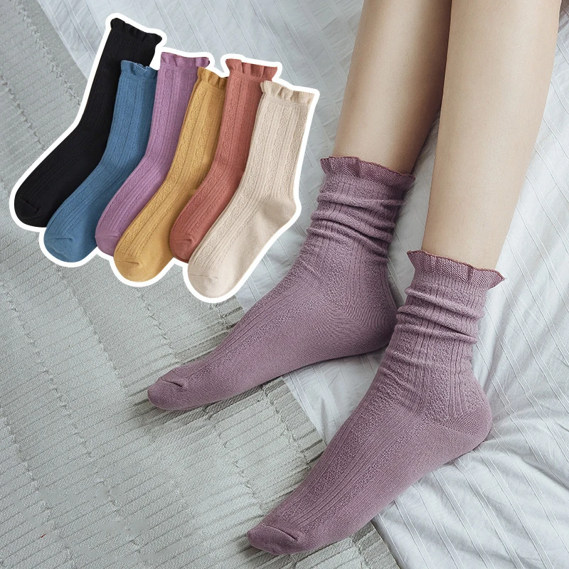 

Woman Socks 1 Pair 2020 Autumn New Fashion Comfortable Cotton Socks Solid Women Soft Cute Female Casual Breathable Socks