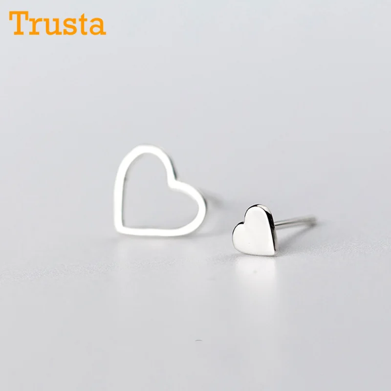 Trustdavis Настоящее серебро 925 пробы модные милые крошечные Асимметричный полый