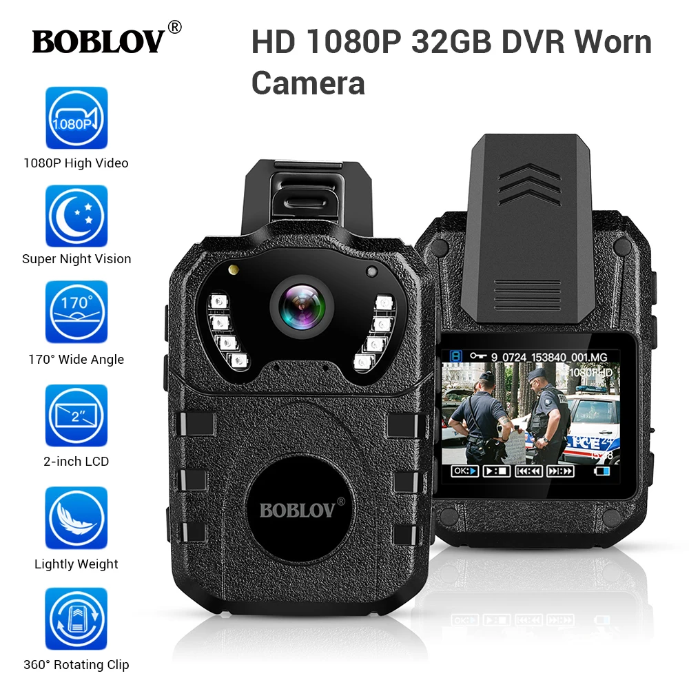 

Камера BOBLOV WN10 HD 1080P, портативная инфракрасная камера ночного видения, полицейская камера, циклическая запись, видеорегистратор, носимая кам...