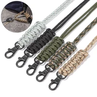 high quality high strength 5 styles self defense parachute cord key ring lanyard triangle buckle paracord keychain