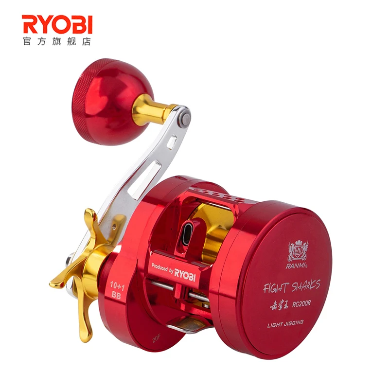 

Slow Jigging Reels Japan Brand RYOBI CNC full metal FLGHT SHARKS RG200 15KG 10+1BB Gear Ratio 6.8:1 Boat Reel Light Jig Reel