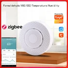Датчик температуры и влажности Tuya ZigBee для умного дома, цифровой датчик формальдегида, VOC CO2, работает с Smartlife Alexa Google Assistant