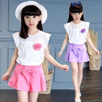 child girl clothing set summer 2021 corsage short sleeve t shirt short pants sport suit clothes for girls 4 5 6 7 8 10 12 years