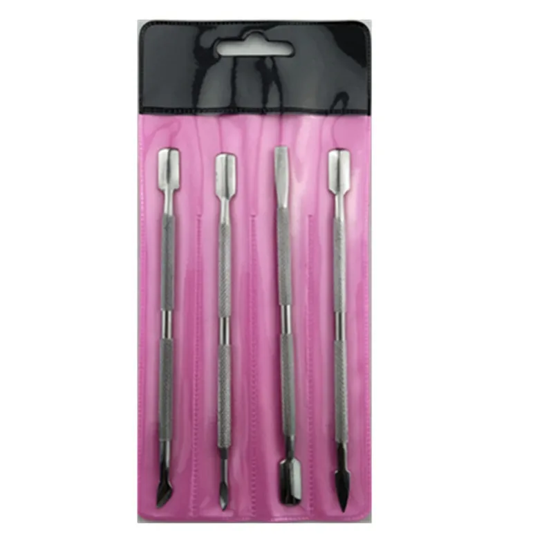 

4 pieces of stainless steel double-headed cuticle pusher for nail tool non-slip nail cuticle remover accessory