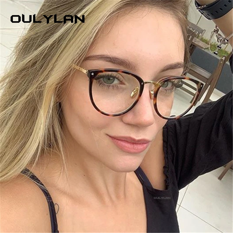 Oulylan прозрачные оправы для очков кошачий глаз женские модные искусственные очки